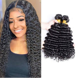 Wavymy Deep Wave Virgin Human Hair Weave 3 Bundles With 5x5 Lace Closure
