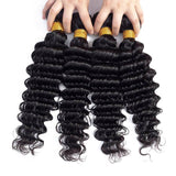 Wavymy Deep Wave Human Hair Weave 4 Bundles with 5x5 Lace Closure