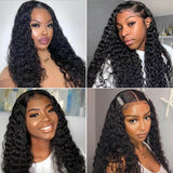 Wavymy Deep Wave Human Hair Weave 4 Bundles with 5x5 Lace Closure