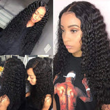 Wavymy Deep Wave 4x4 HD Lace Closure Wigs Natural Pre Plucked Hairline Lace Part Wig