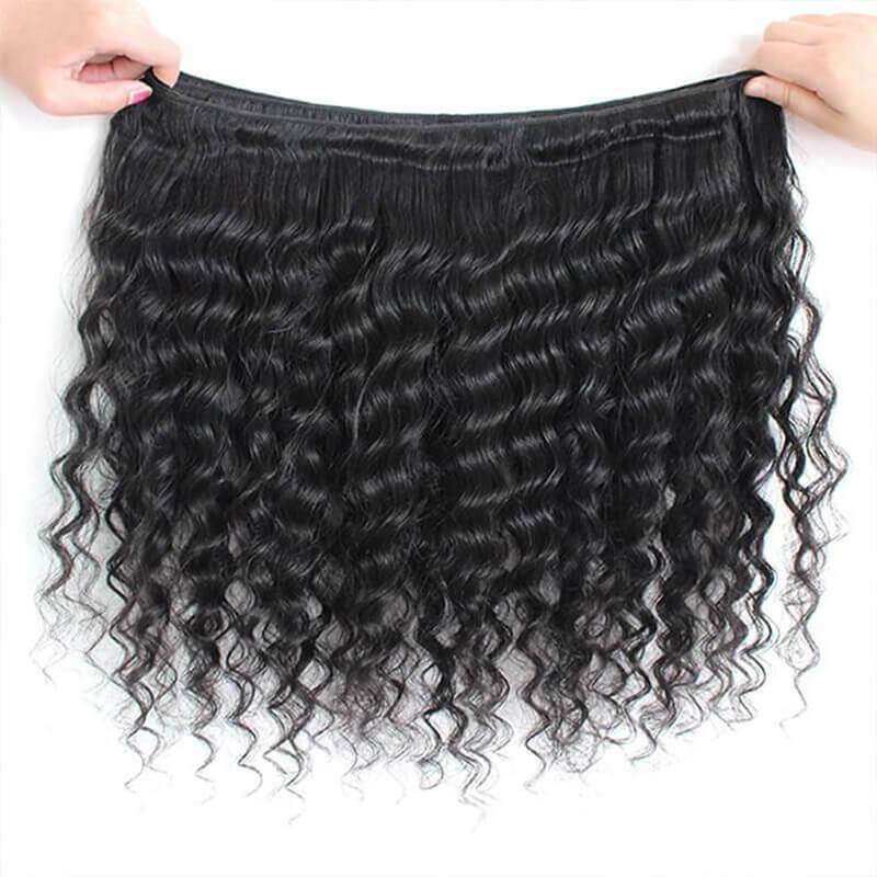 Wavymy Deep Wave Hair 13x4 Lace Frontal With 4 Bundles Human Hair Weave
