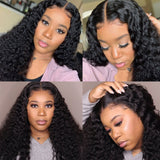 Wavymy Deep Wave 4x4 Lace Closure Wigs Natural Pre Plucked Hairline Lace Part Wig