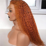 Wavymy Kinky Curly Wigs Ginger Orange Color 13x4 Lace Front Human Hair Wig For Sale