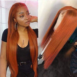 Wavymy Straight  Ginger Orange Color 13x4 Lace Front Wig Human Hair Wigs For Women