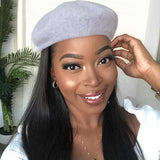 Wavymy Straight Lady Beret Hat Wigs Beret Hat With Human Hair Attached