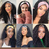 Wavymy Kinky Curly Scarf Wigs Virgin Human Hair Headband Wig No Glue & No Sew Natural Color