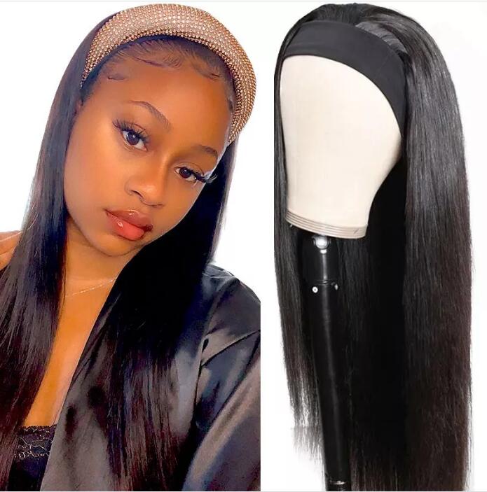 Wavymy Straight Headband Wig Virgin Human Hair Straight Scarf Wigs Real Hairline No Glue Wigs