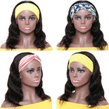 Wavymy Short Bob Body Wave Headband Wigs Virgin Human Hair Scarf Wig Random Color 150% -180% Density