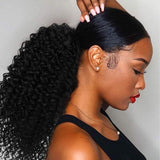 Wavymy Long Kinky Curly Ponytail Human Hair Extensions Wrap Around Ponytail Drawstring Human Hair Ponytails For Black Women