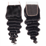 Wavymy Loose Deep Wave Hair Weave 3 Bundles With 4x4 Lace Closure 100% Human Virgin Hair