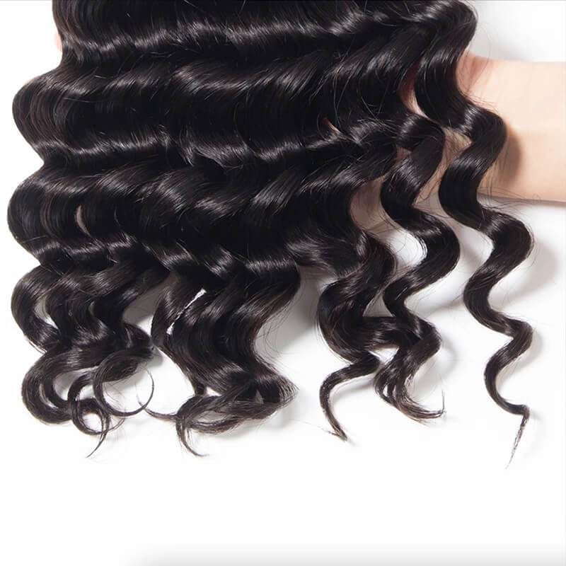 Wavymy Loose Deep Wave Human Hair 13x4 Lace Frontal With 4 Bundles