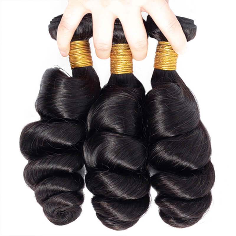 Wavymy Unprocess Loose Wave Virgin Human Hair Weave 3 Bundles With 4x4 Lace Closure