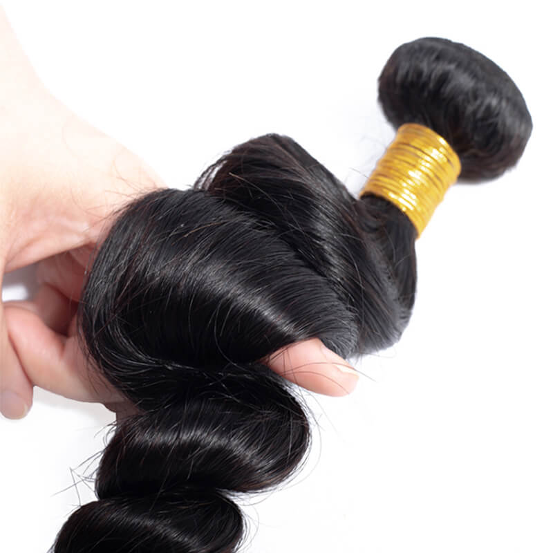 Wavymy Unprocess Loose Wave Virgin Human Hair Weave 3 Bundles With 4x4 Lace Closure