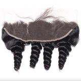Wavymy Loose Wave Human Hair Weave 4 Bundles With 13x4 Lace Frontal Natural Black Hair