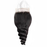 Wavymy Virgin Human Hair Weave Loose Wave 4 Bundles with 4x4 Lace Closure