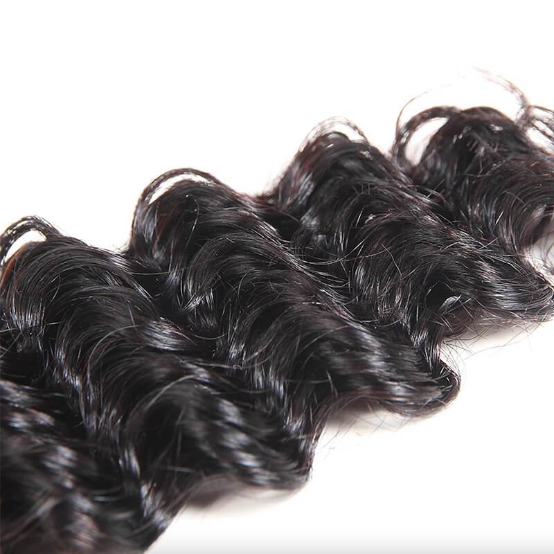 Wavymy Loose Deep Wave Natural Color Human Hair Weave 4 Bundles with 5x5 Lace Closure