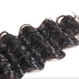 Wavymy Loose Deep Wave Natural Color Human Hair Weave 4 Bundles with 5x5 Lace Closure