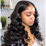 Wavymy Loose Wave 4x4 Lace Closure Wigs Hand Tied Hair Line Human Hair Wigs