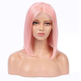Wavymy Pink Short Bob Wig 13x4 Lace Front Straight Hair Wigs 8-14 Inch With Pre Plucked Hairline