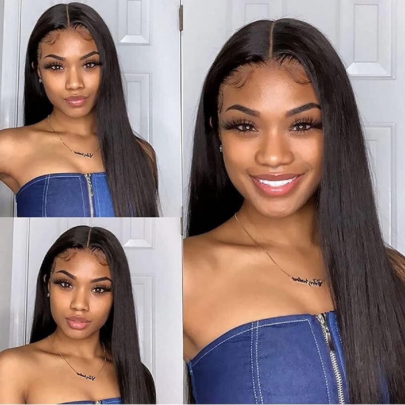 Wavymy Straight Virgin Human Hair Weave 4 Bundles with 4x4 Lace Closure