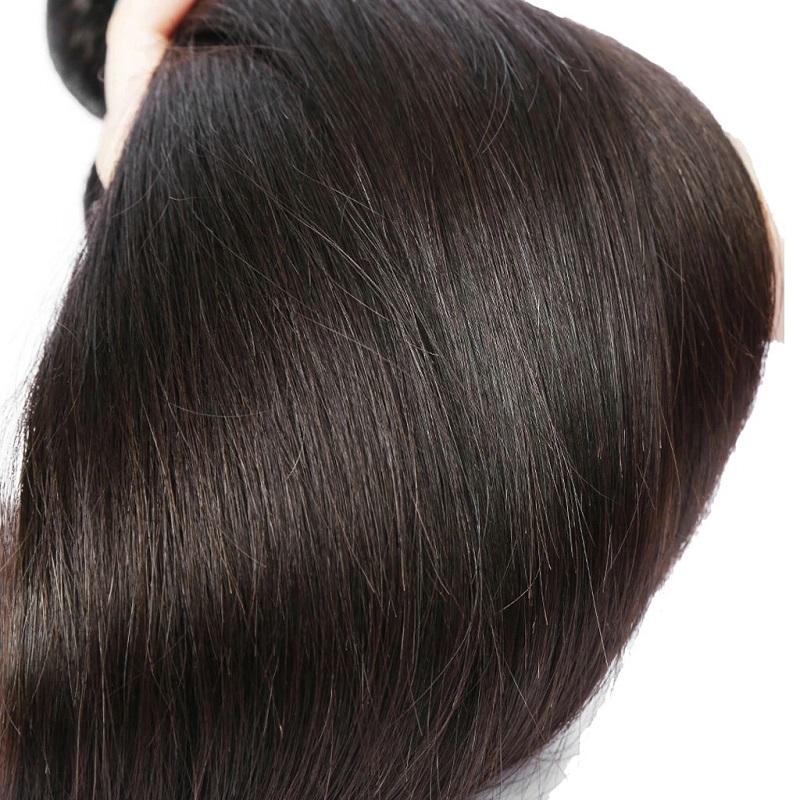 Wavymy Virgin Human Hair Straight Hair Weave 3 Bundles With 4x4 Lace Closure