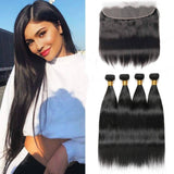 Wavymy Straight Virgin Human Hair 4 Bundles with 13x4 Frontal