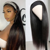 Wavymy Straight Headband Wig Virgin Human Hair Straight Scarf Wigs Real Hairline No Glue Wigs