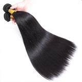 Wavymy Straight Hair 3 Bundles With 13x6 Lace Frontal Natural Black Human Hair