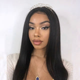 Wavymy Straight 4 Bundles With 13x6 Lace Frontal Virgin Human Hair Natural Black