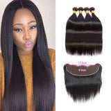 Wavymy Straight 4 Bundles With 13x6 Lace Frontal Virgin Human Hair Natural Black