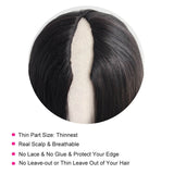 Wavymy Beginner Friendly Straight V Part Wig No Glue No Sew No Gel Human Hair Wig 180 Density Thin Part Wig