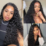 Wavymy Virgin Human Hair Water Wave 3 Bundles With 13x4 Lace Frontal Natural Color Hair