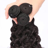 Wavymy Water Wave Natural Black Human Hair Weave 4 Bundles with 5x5 Lace Closure