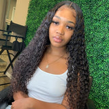 Wavymy Water Wave 13x6 HD Lace Front Wig Human Hair Wigs Natural Hairline 150% Density Swiss Lace Wigs